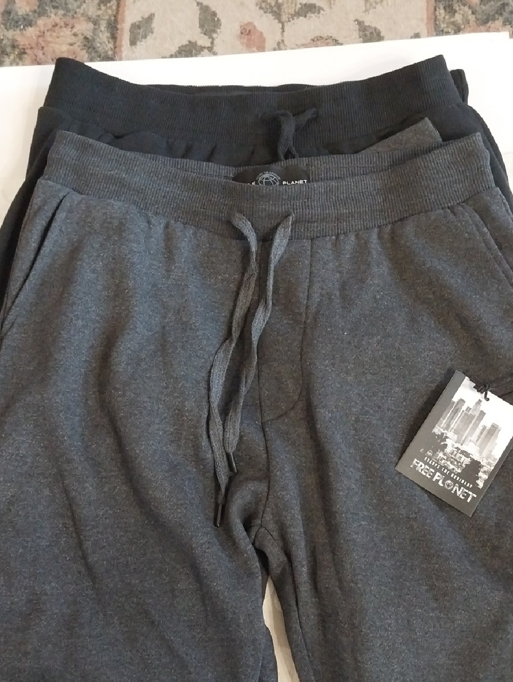 Free Planet Bundle Of 2 NWT Men's Jogger/Lounge Pants Size Large Black/Dark Gray